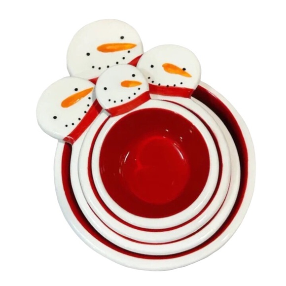 Rae Dunn Christmas measuring cups snowman measuring cups NEW - Picture 3 of 3